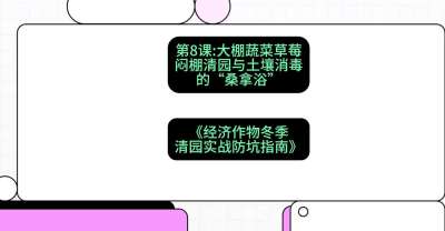 第8节：【大棚蔬菜草莓】闷棚清园与土壤消毒的&ldquo;桑拿浴&rdquo;，课程：《经济作物冬季清园&middot;实战防坑指南》#识农AI